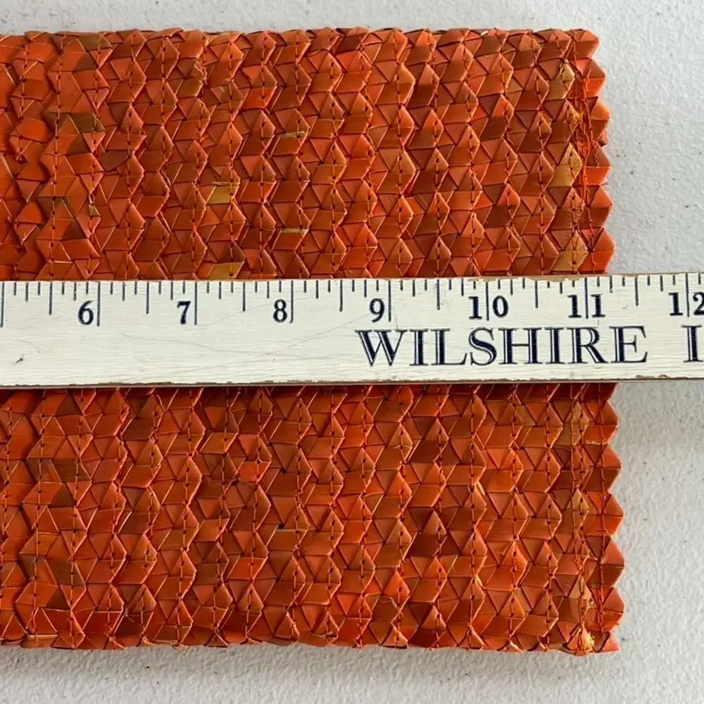 Artisan Handmade Palm Leaf Evening Clutch Woven Orange